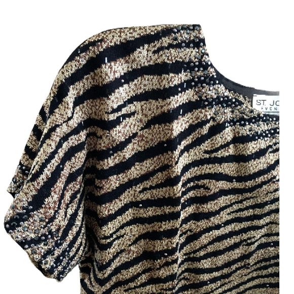 St John Evening Marie Gray Santana Knit Shirt Top - Picture 4 of 8